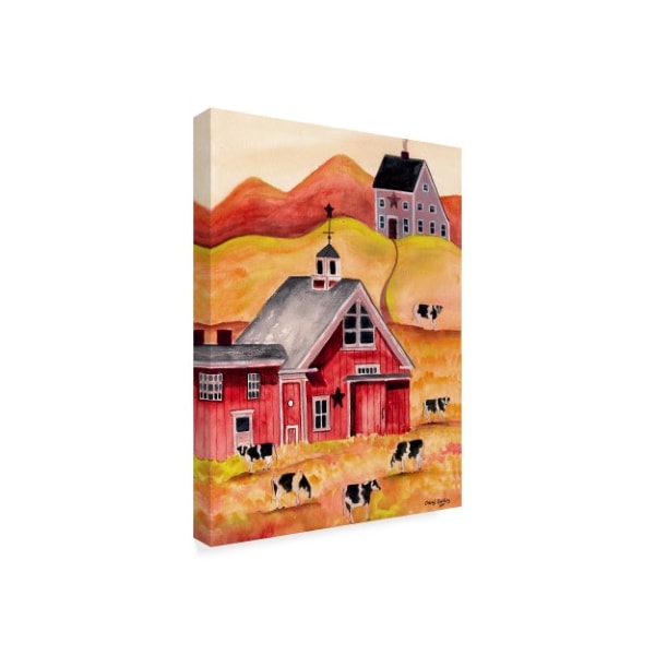 Cheryl Bartley 'Cow Folk Art Barn' Canvas Art,24x32